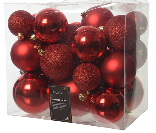 Deco Bauble Cmas Red  26ct