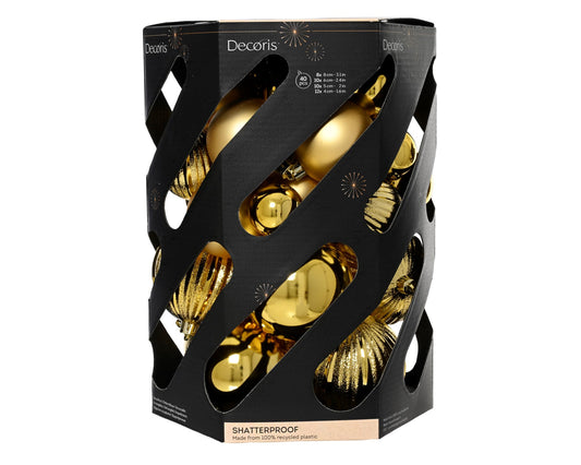 Dec Baub Poly 40pc Gold