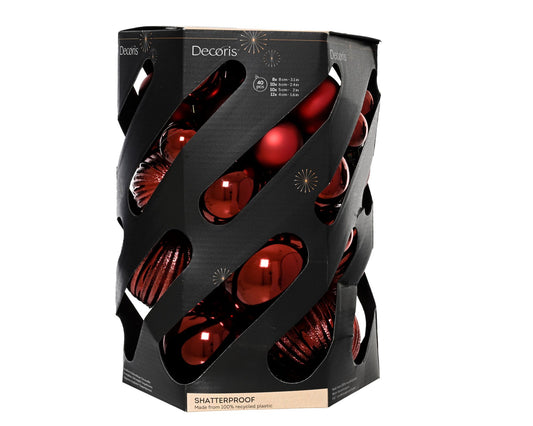 Dec Baub Poly 40pc Oxblood