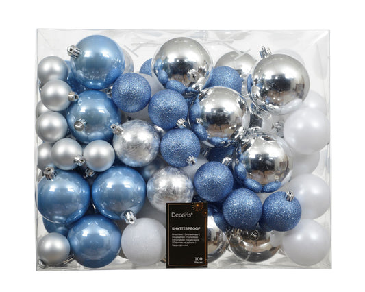 Dec Baub Shiny Poly Matt Glit 100pc