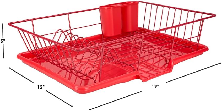 HB Dish Drainer Set 3pc Red