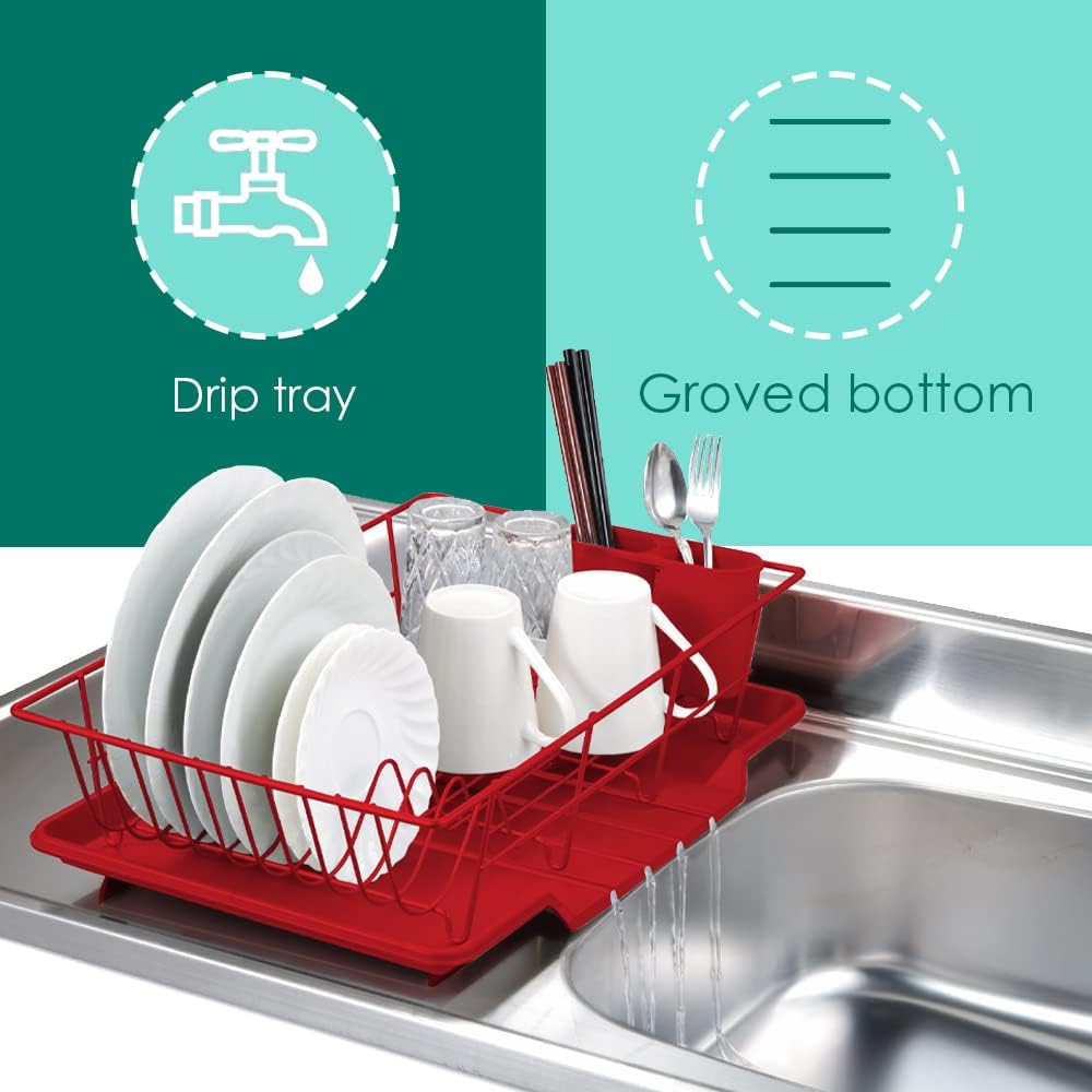 HB Dish Drainer Set 3pc Red