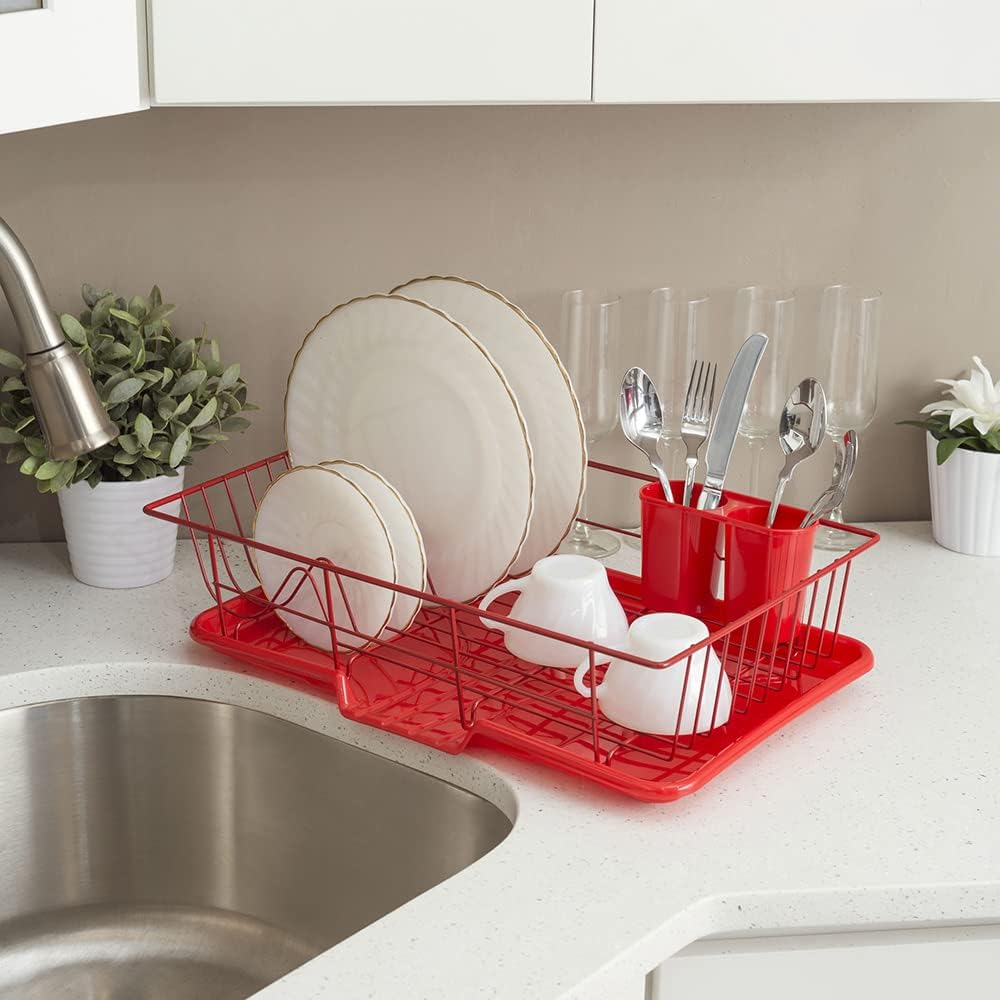 HB Dish Drainer Set 3pc Red