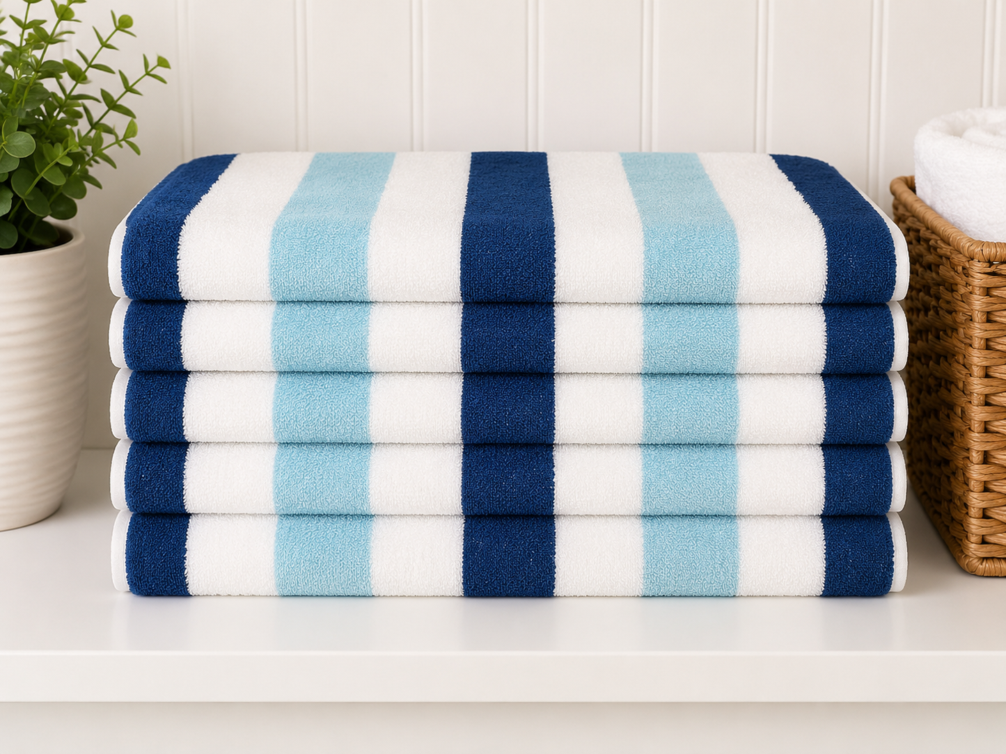 Cabana Beach Towel Lg Stripe Blu