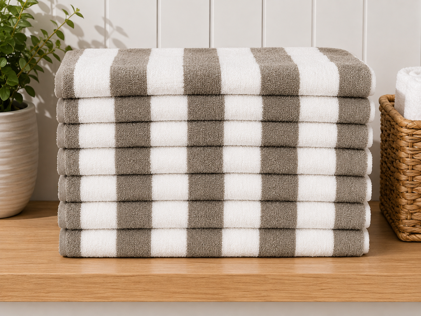 Cabana Beach Towel Lg Stripe Grey