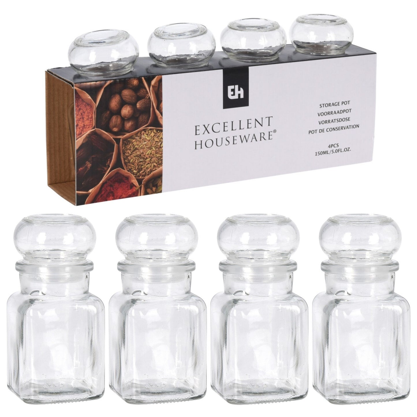 EH Storage Jars Glass 4pcs set
