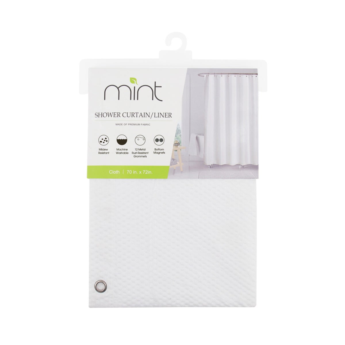 Shower Curtain Fabric Soft Embossed Microfiber White 70x72"