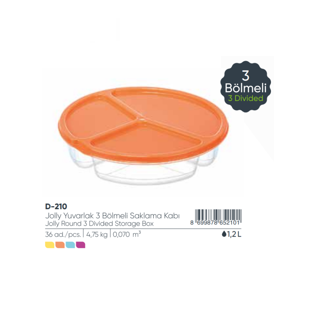 Jolly Rnd 3 Sec Stor Container 1.2 L