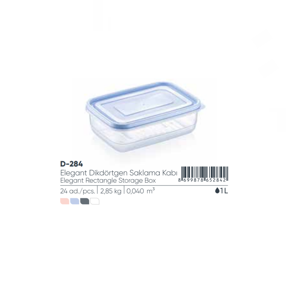 Elegant Rect Stor Container 1000ml asst