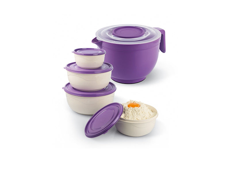 Mixing Bowl Set 5pc Wht n Purp