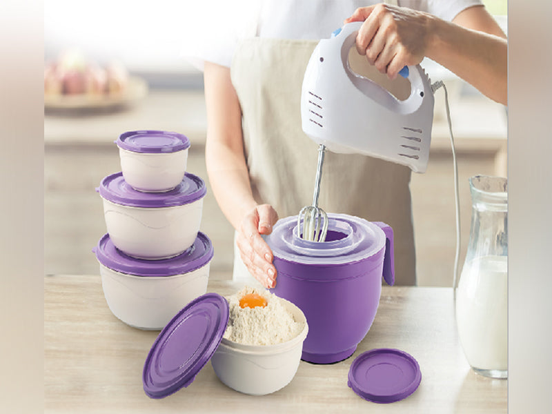 Mixing Bowl Set 5pc Wht n Purp