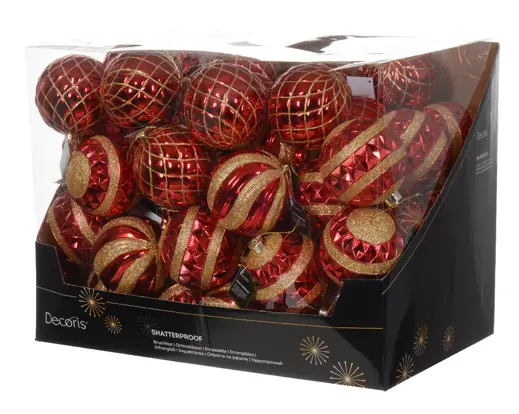Bauble S/Proof 3 Ast Xmas Red