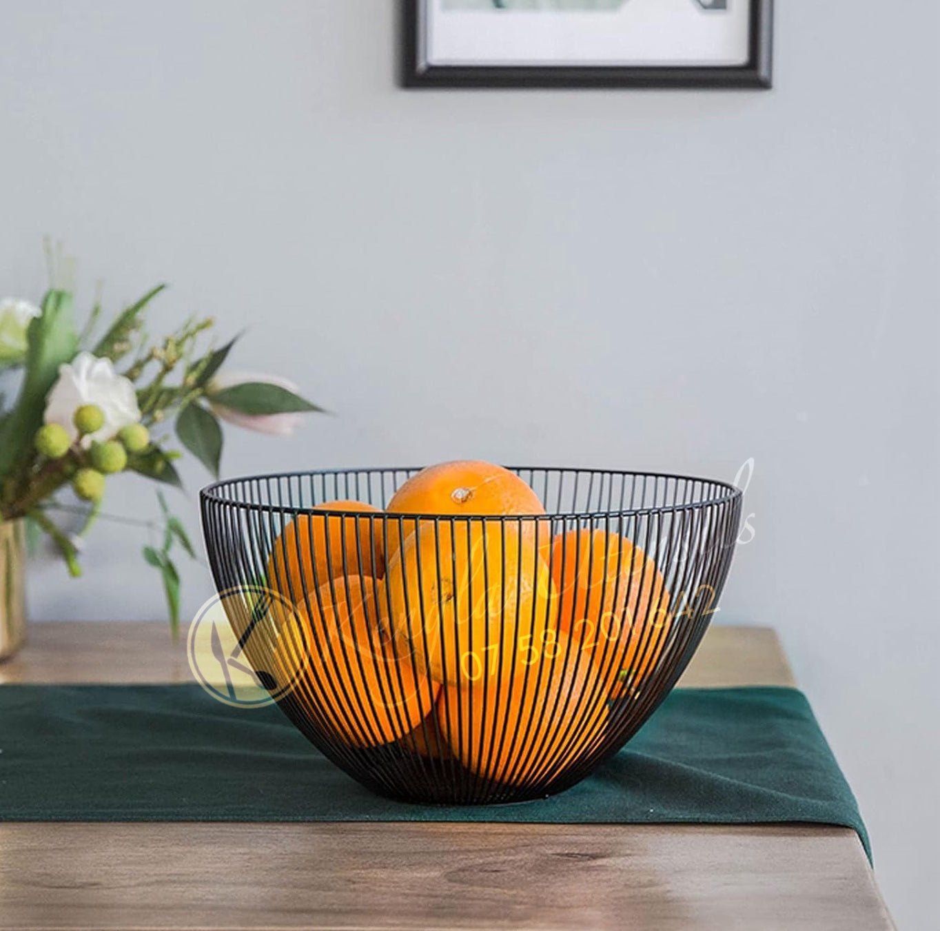 Deep Metal Fruit Basket Black
