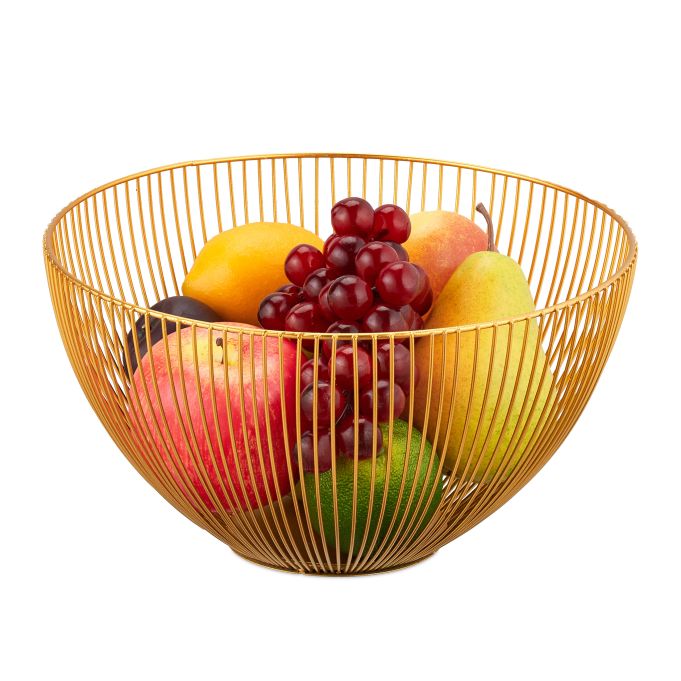 Deep Metal Fruit Basket Gold