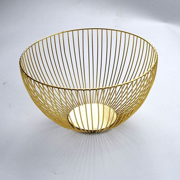Deep Metal Fruit Basket Gold