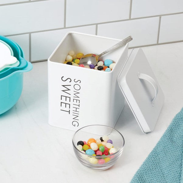 HB Tin Canister Lg Wht S/Sweet
