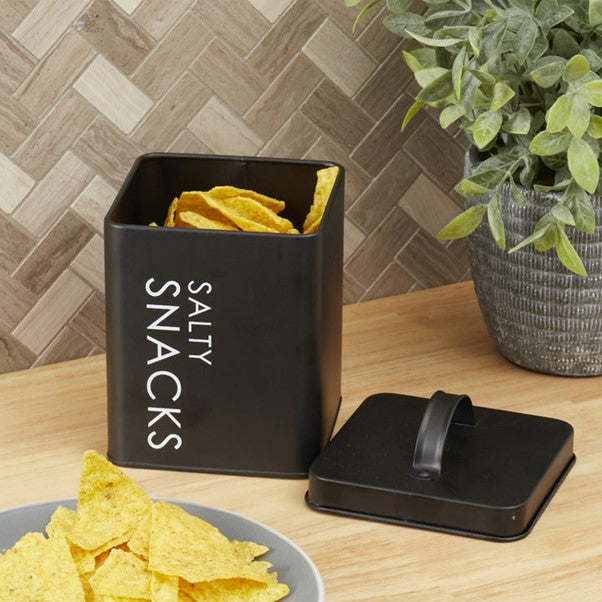 HB Tin Canister Lrg Blk S/Snack