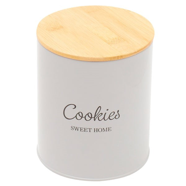 HB Tin Canis wBamboo Cvr Cookies Gry Lrg