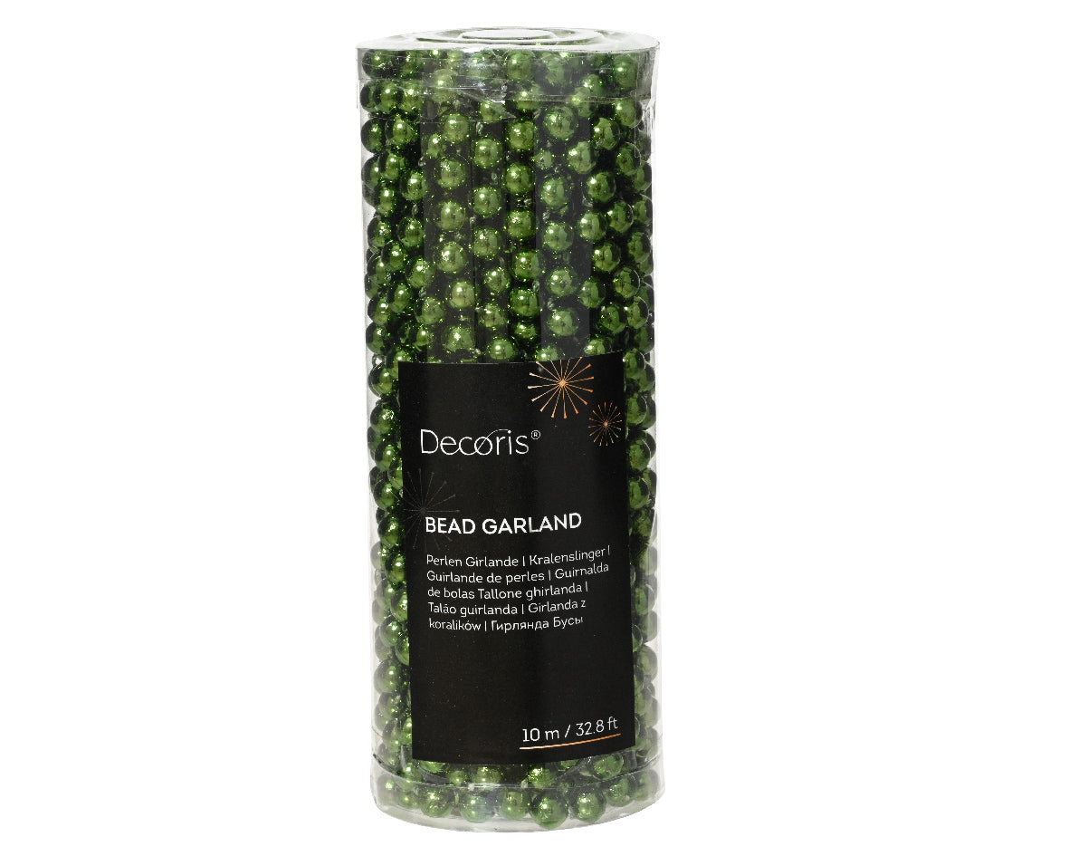 Dec Bead Garland Shiny P/Green