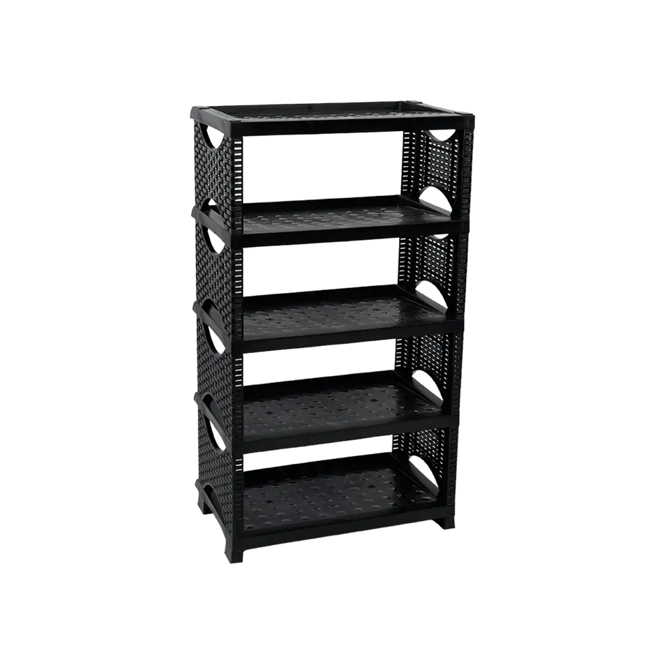 Fshlf Rattan 4Tier Shoe Stand Blk