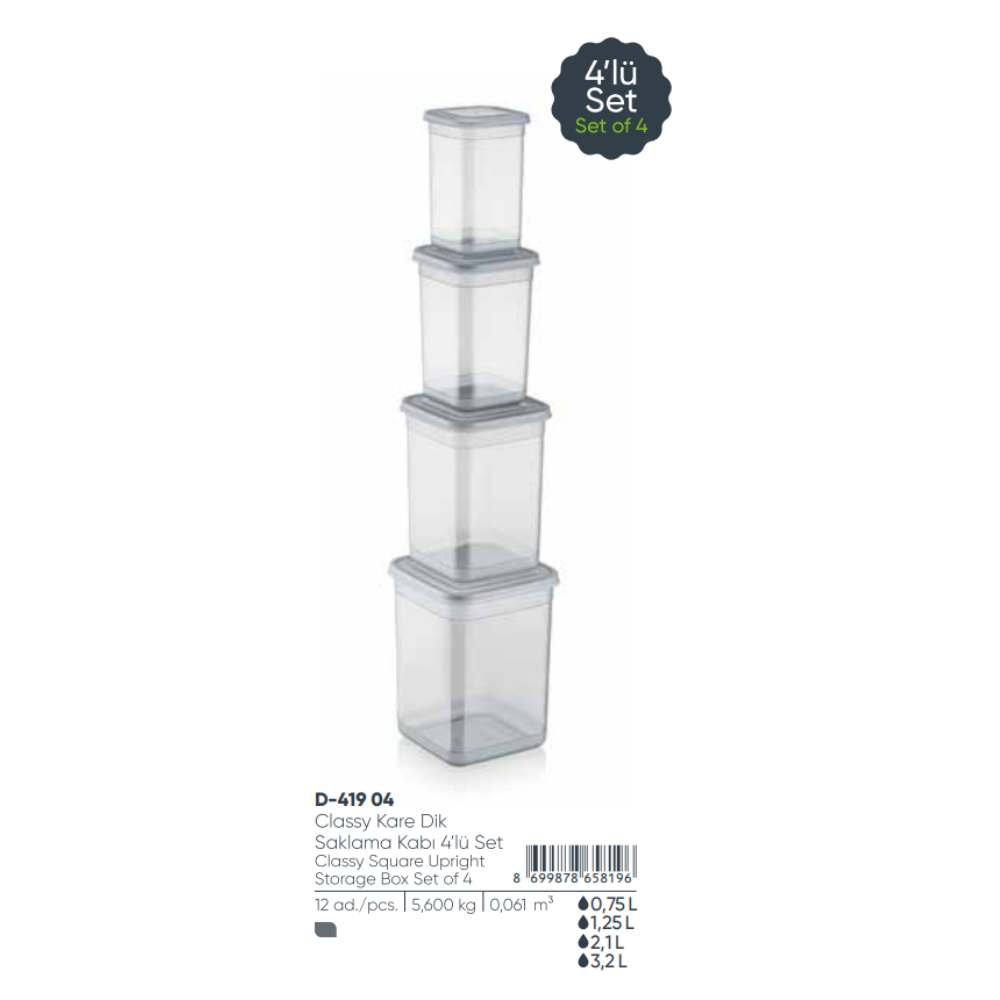 Classy Sq Stor Container St4pc