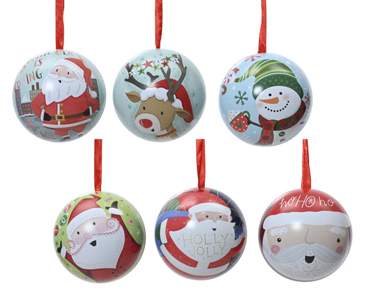 Shatterproof Bauble Santa/Rein/Sman Asst