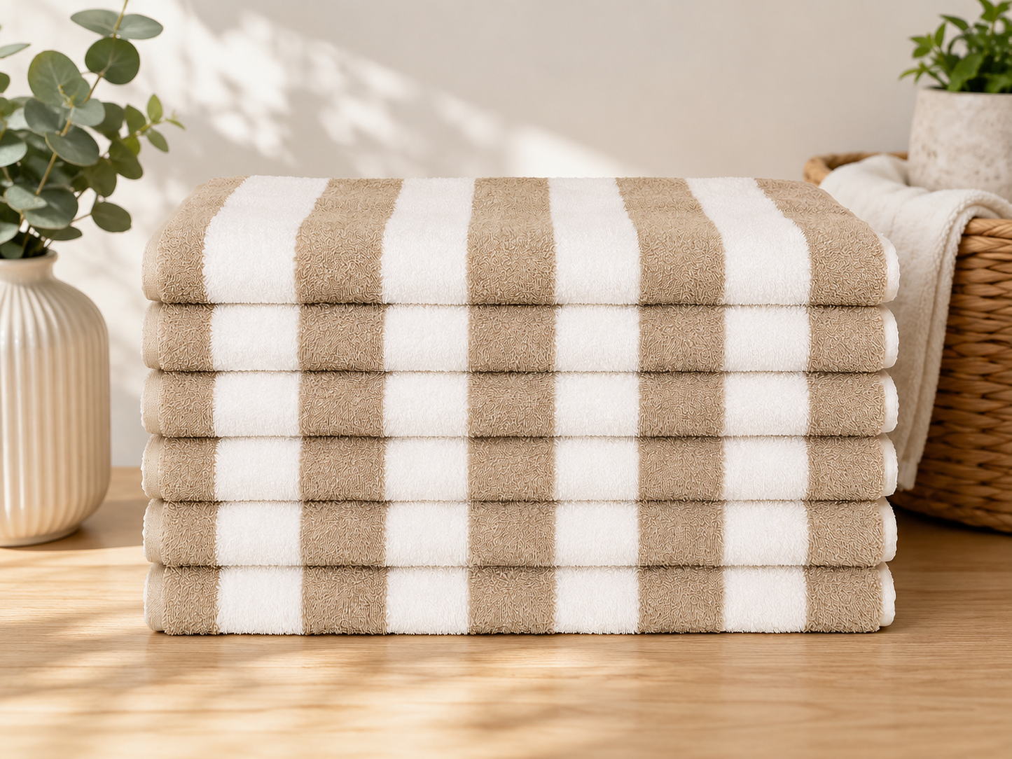 Cabana Beach Towel Lg Stripe Beige