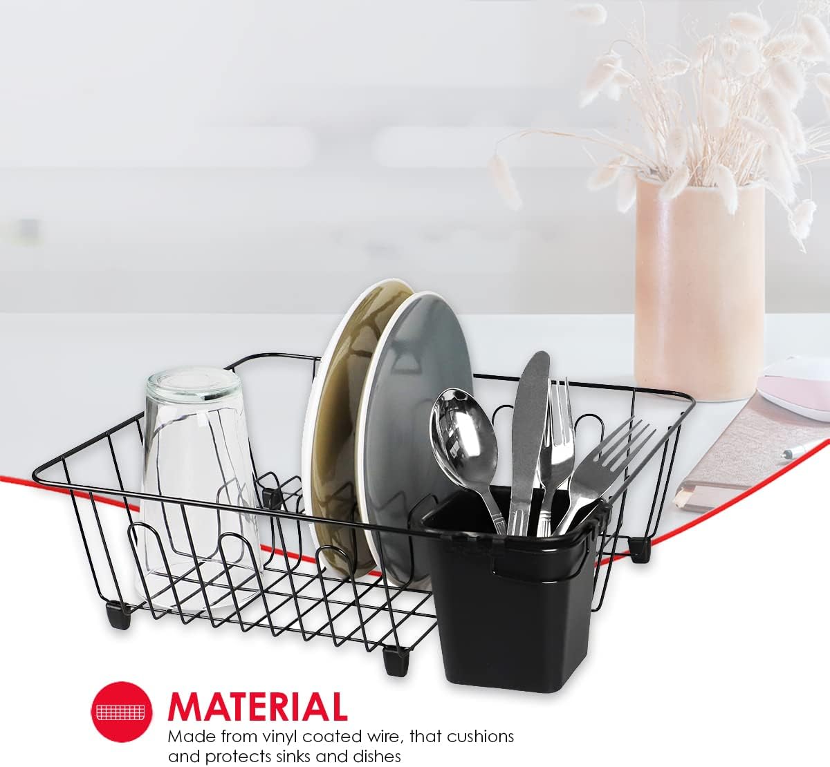 HB Wire Dish Rack w/Holder Black