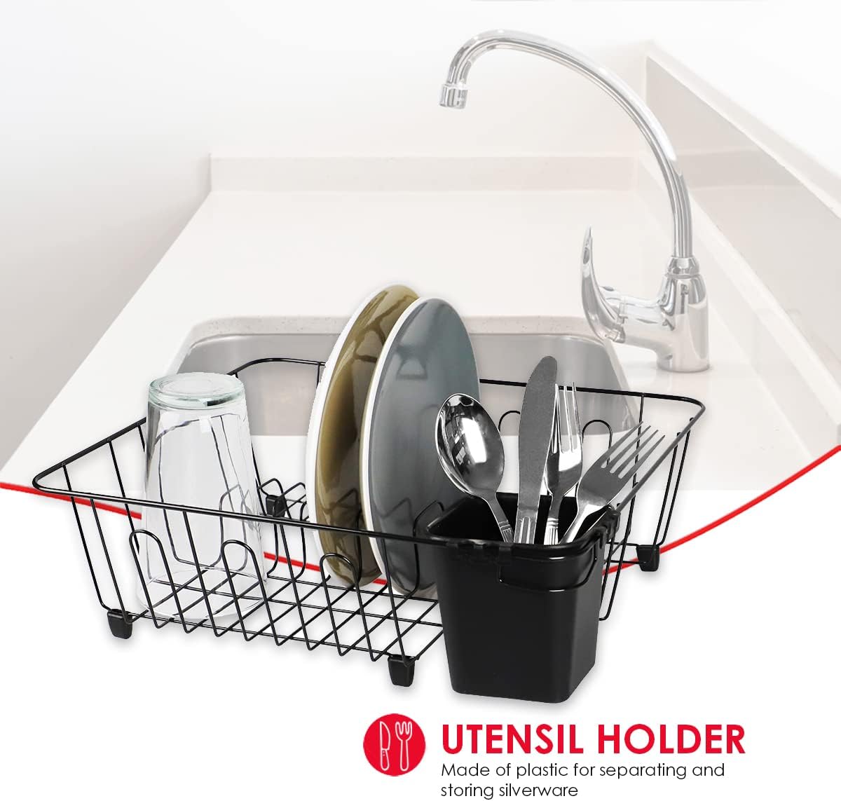 HB Wire Dish Rack w/Holder Black
