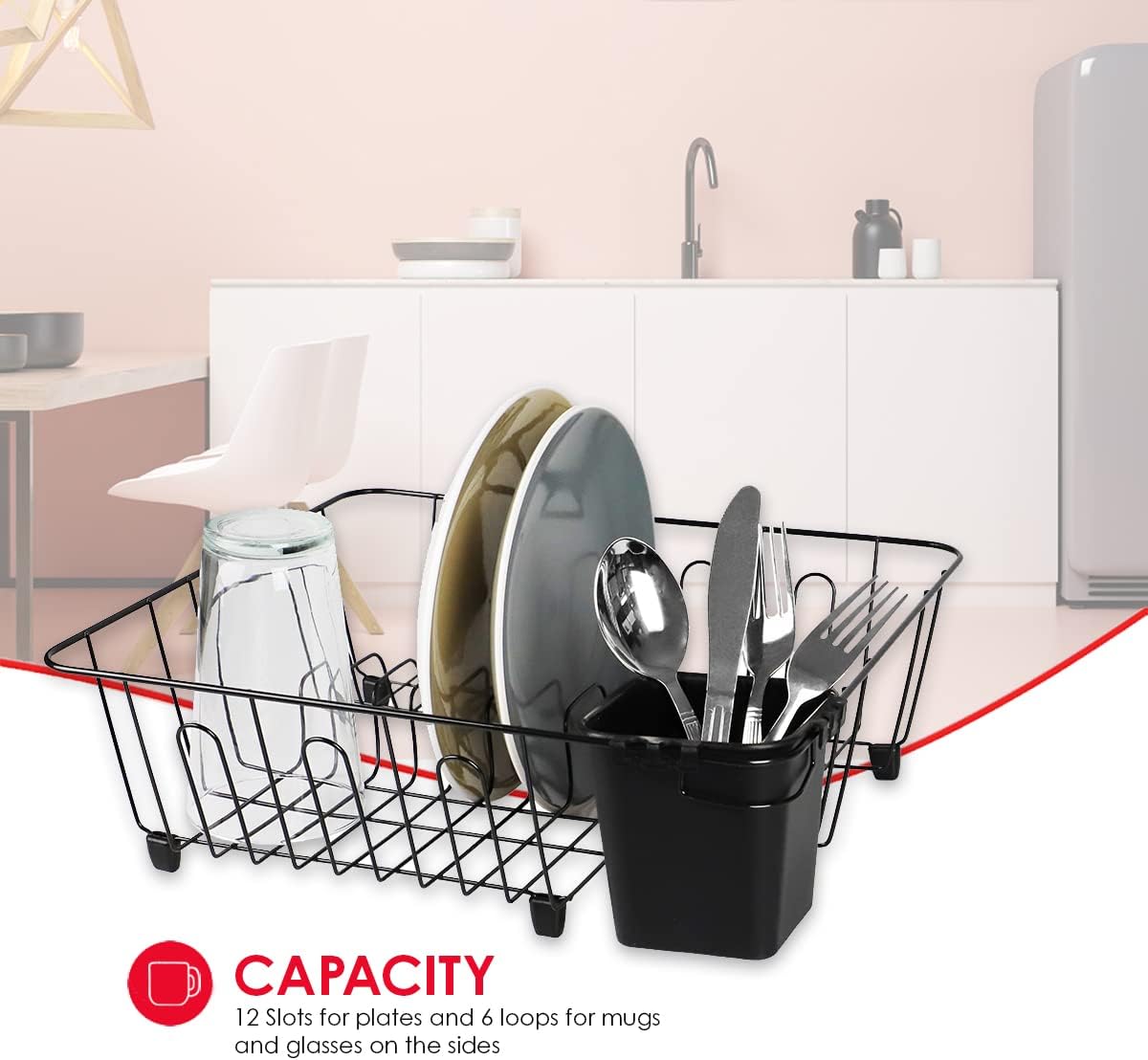 HB Wire Dish Rack w/Holder Black