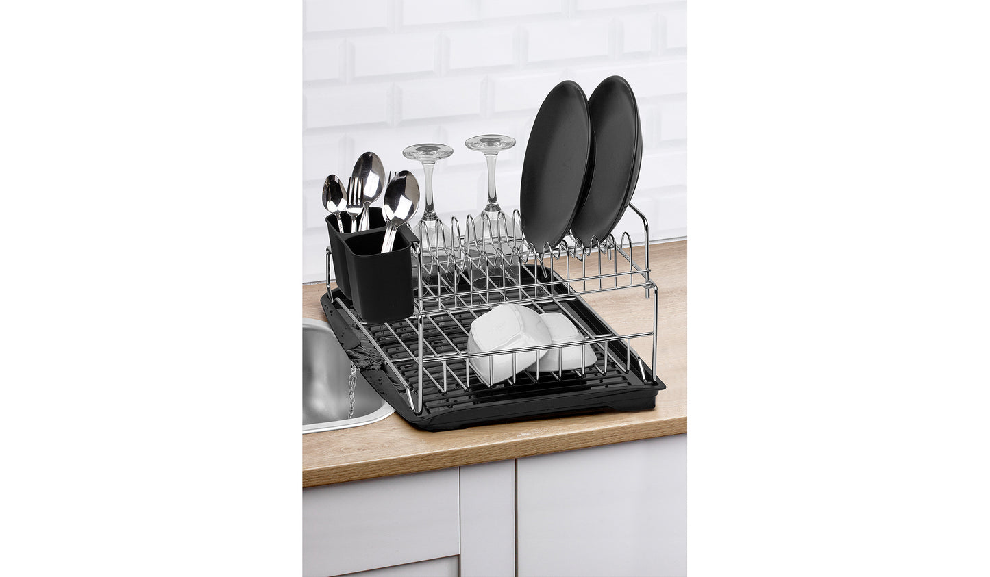 Stella 2 Tier Foldble Dish Rack Chr