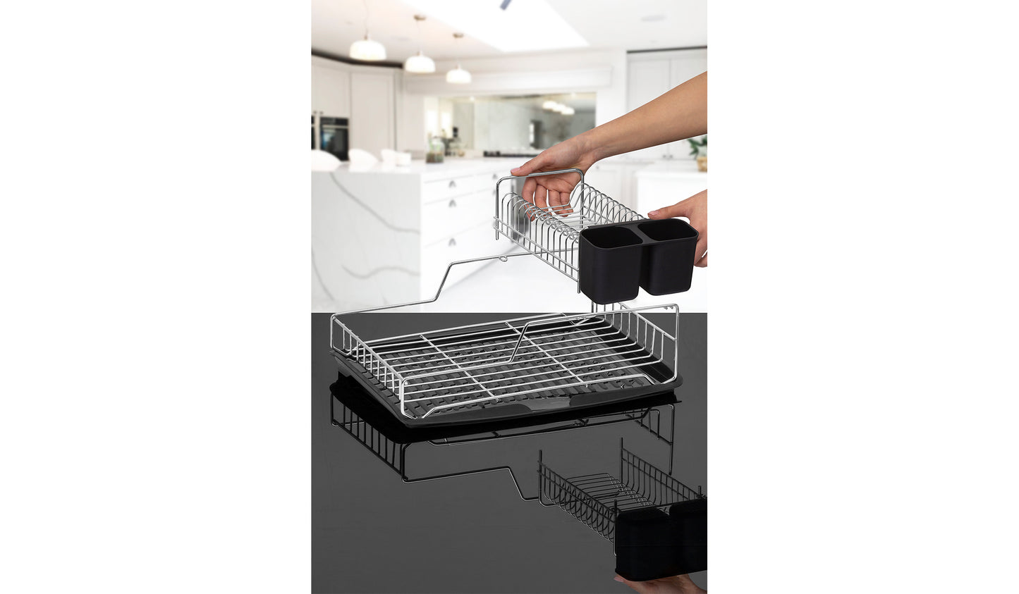 Stella 2 Tier Foldble Dish Rack Chr