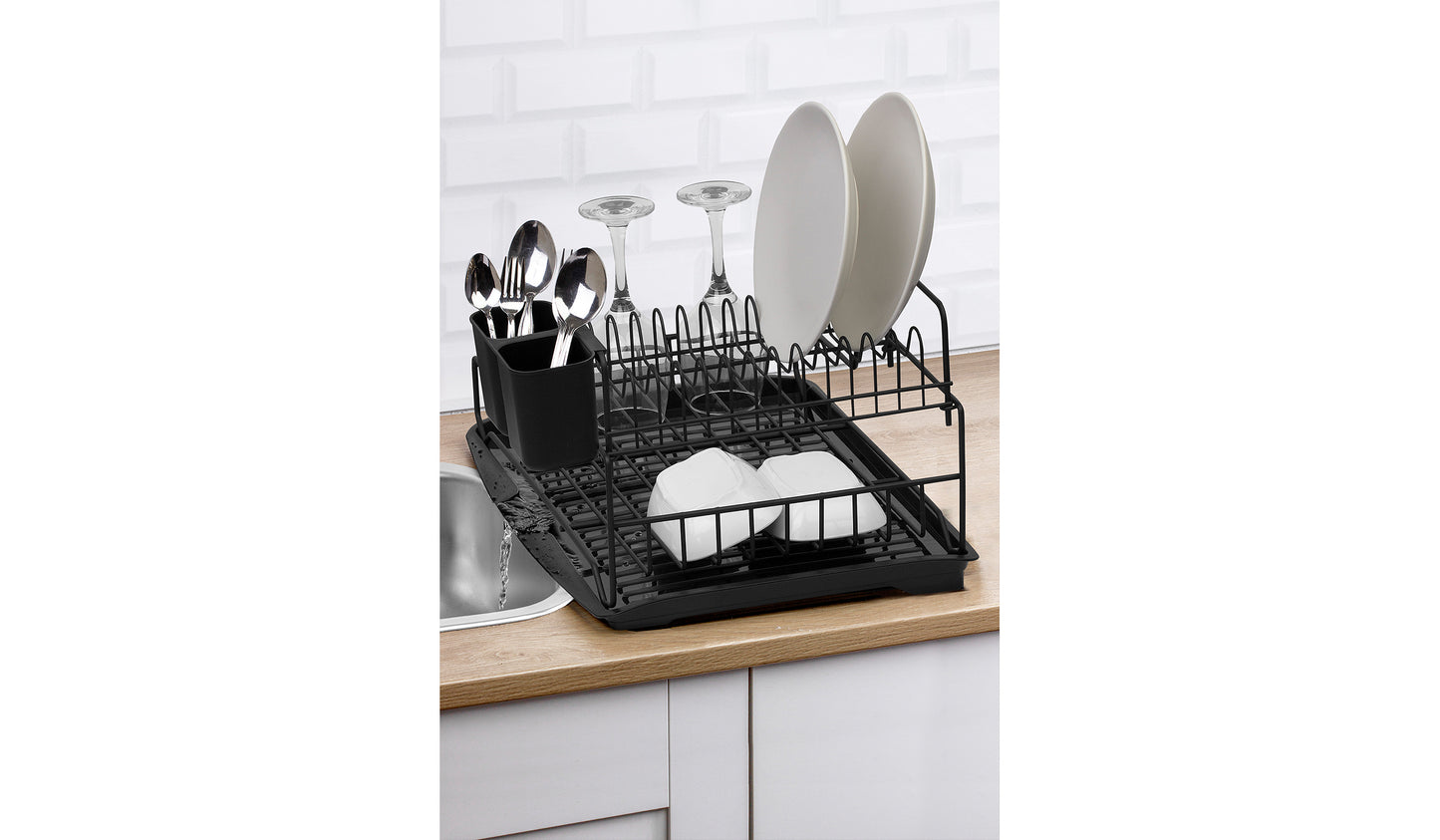 Stella 2 Tier Foldble Dish Rack Blk