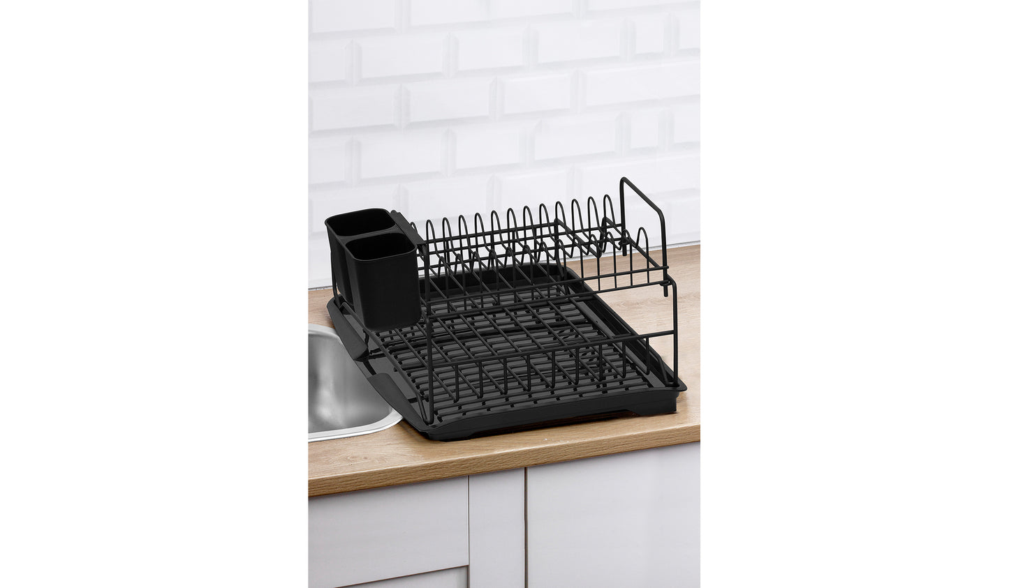 Stella 2 Tier Foldble Dish Rack Blk
