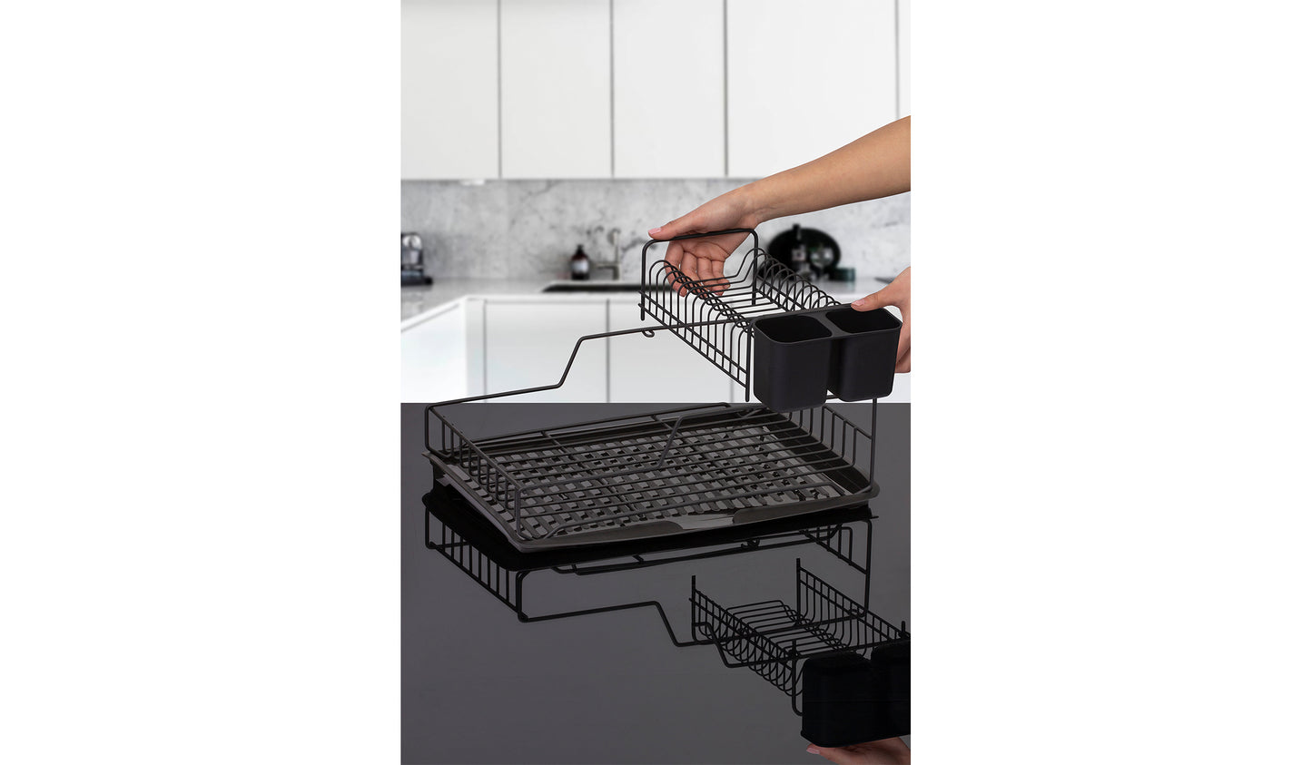 Stella 2 Tier Foldble Dish Rack Blk