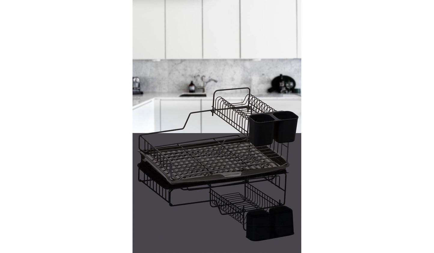 Stella 2 Tier Foldble Dish Rack Blk