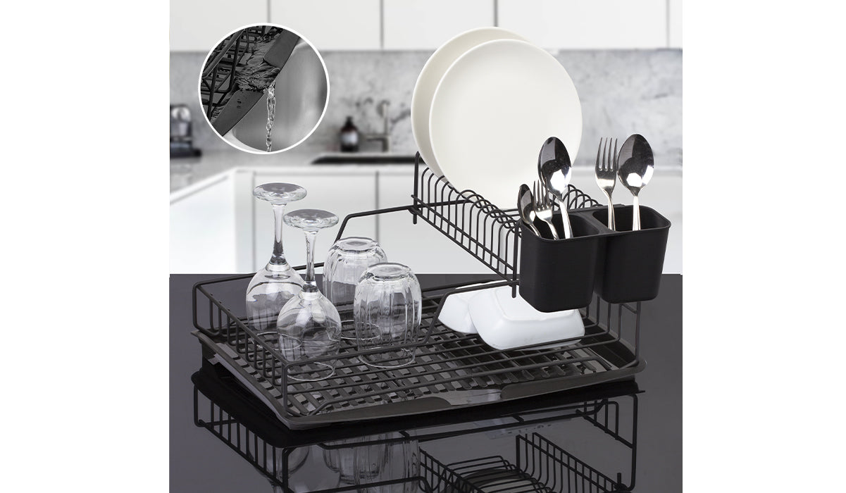 Stella 2 Tier Foldble Dish Rack Blk