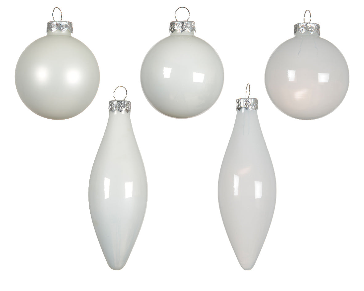 Decoris Glass Baub 10pc WntWht
