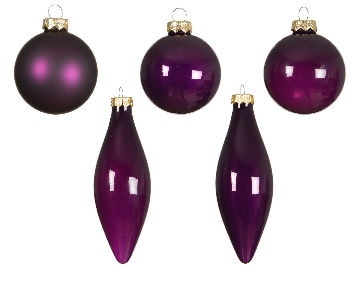 Decoris Glass Baub 10pc Purple