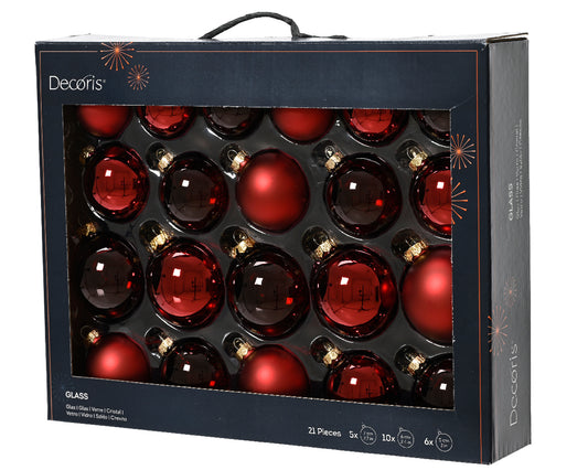 Decoris Bauble Gs 21pc Oxblood