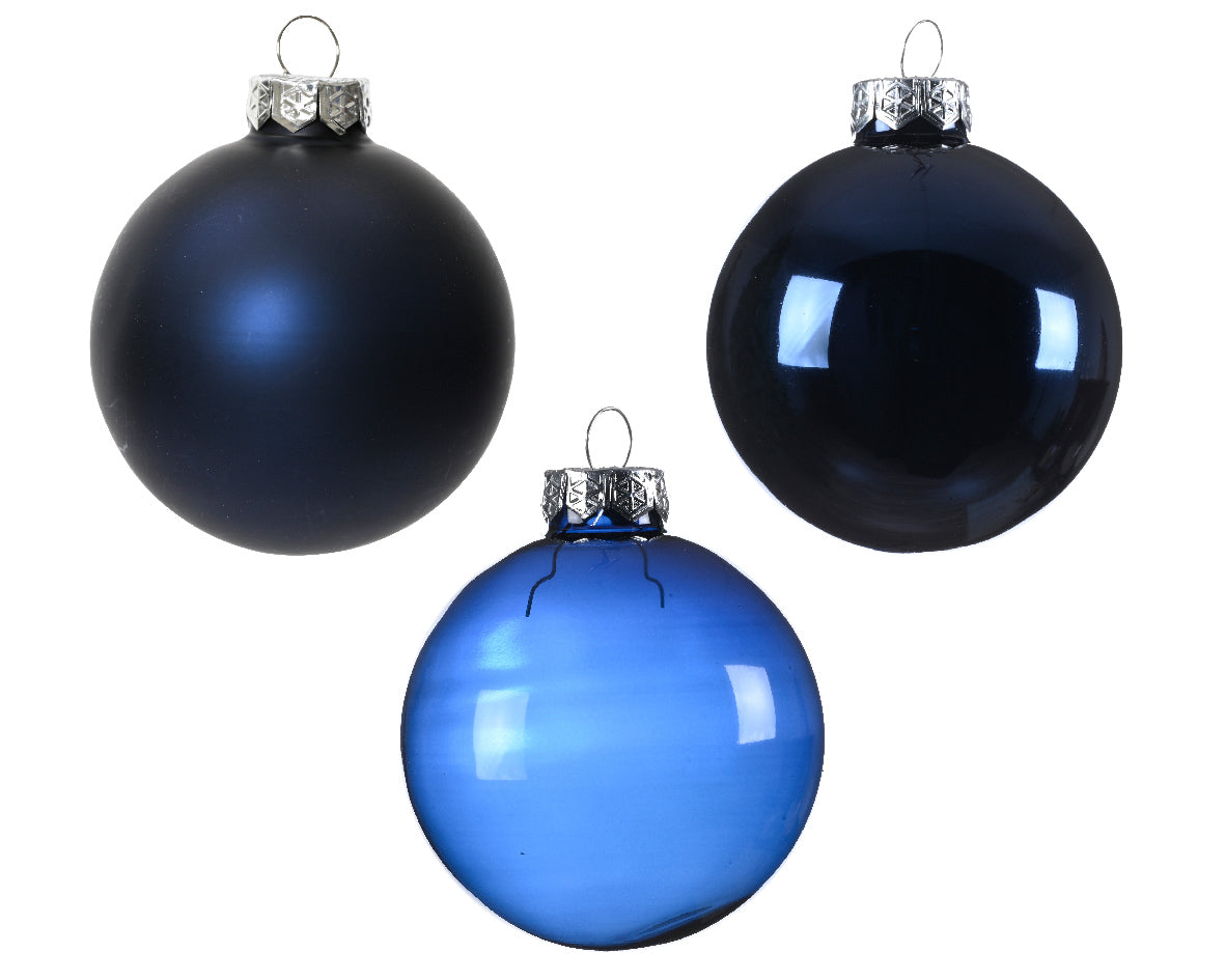 Decoris Glass Baub 21pc Nt Blu