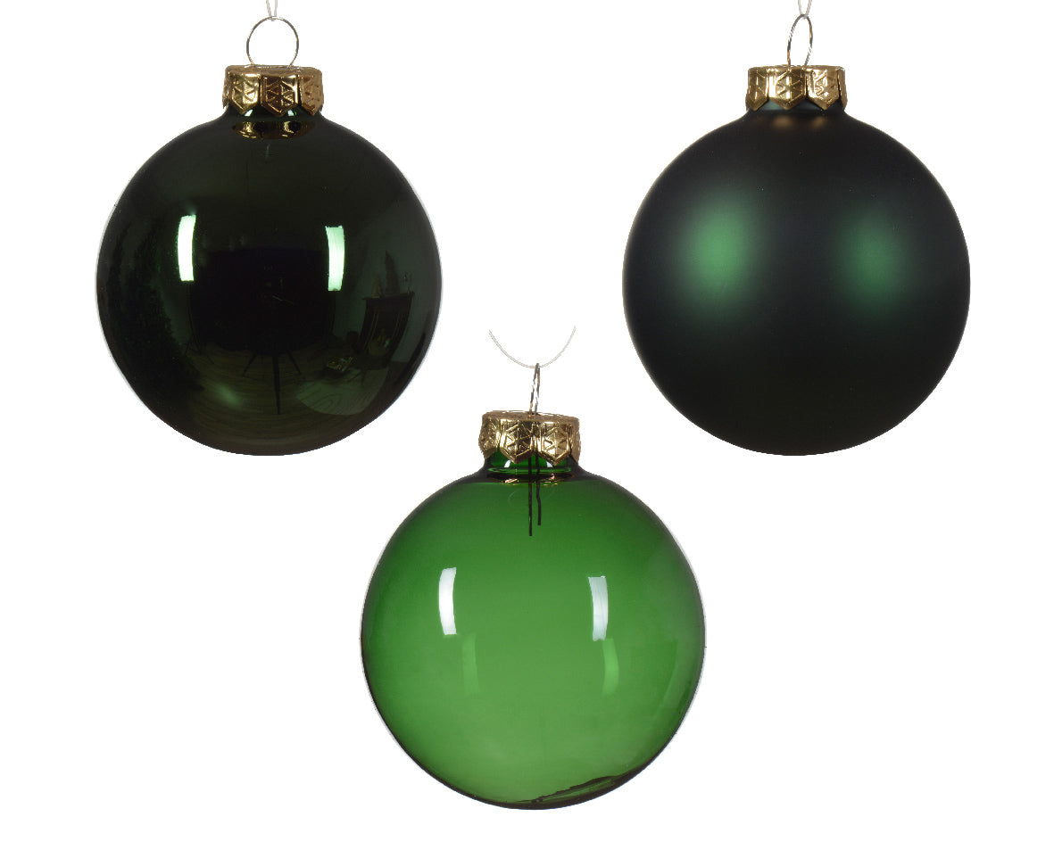 Decoris Glass Baub 21pc Pn Grn