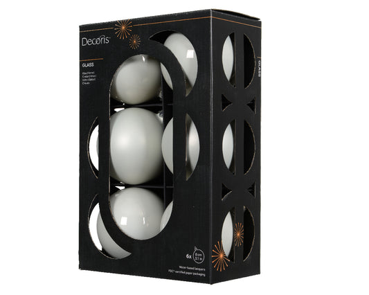 Decoris Glass Baub 6pc Wnt Wht