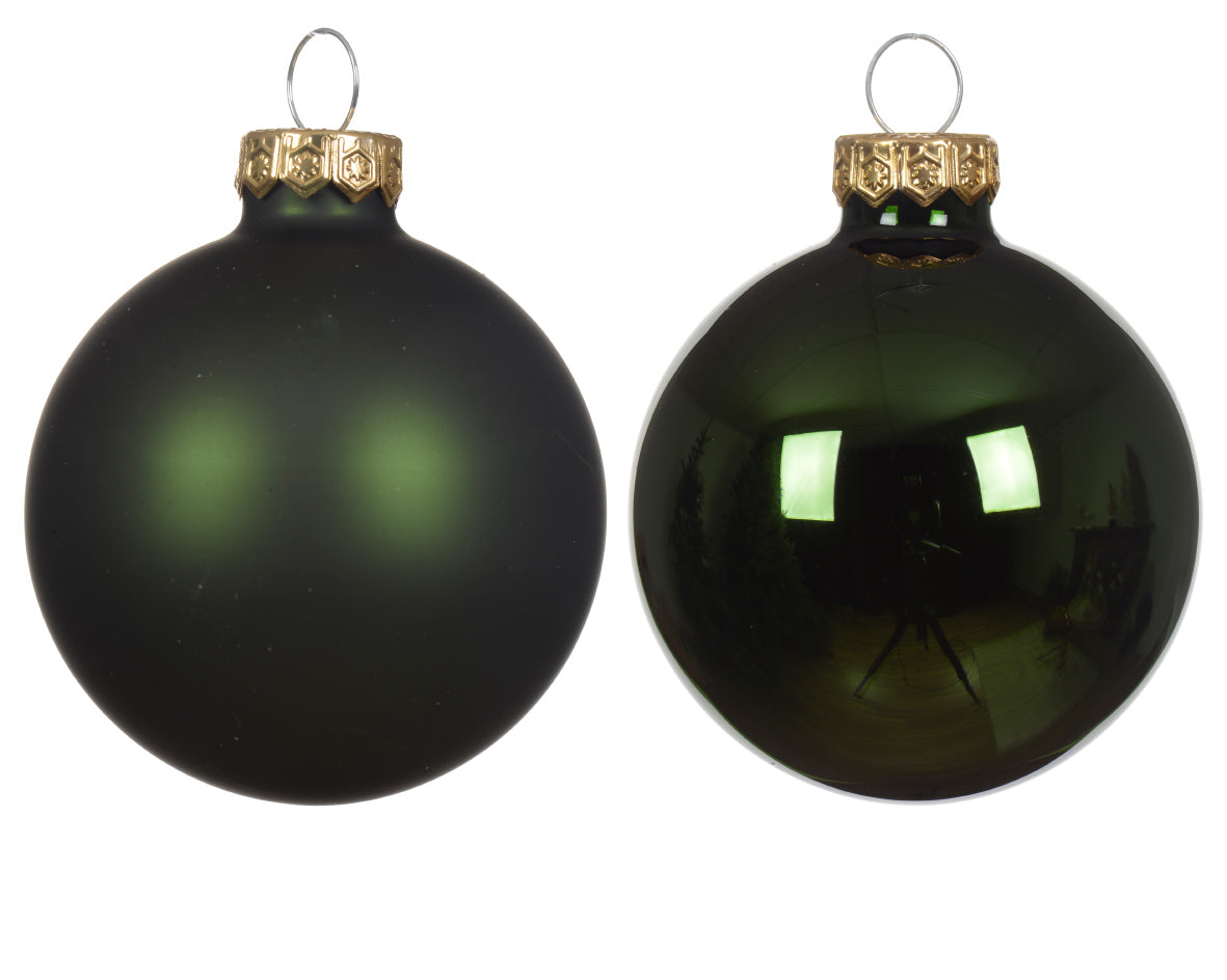 Decoris Glass Baub 6pc Pn Green