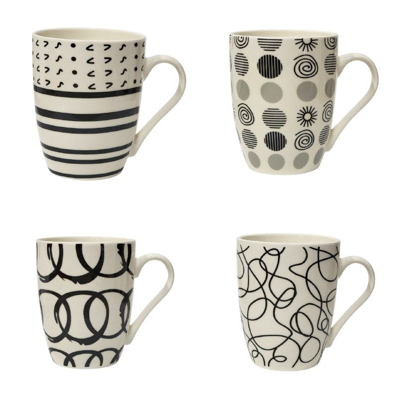 Ceramic Coffee Mug Wht Geo/Shapes 12oz