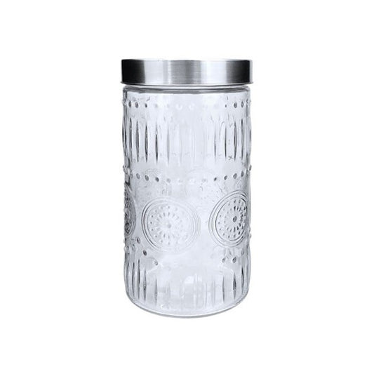 Glass Canister Vintage Embossed 1600ml