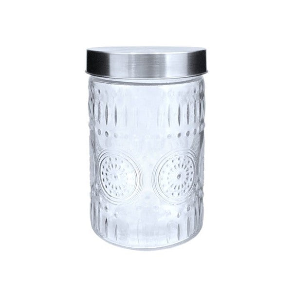 Glass Canister Vintage Embossed 1100ml