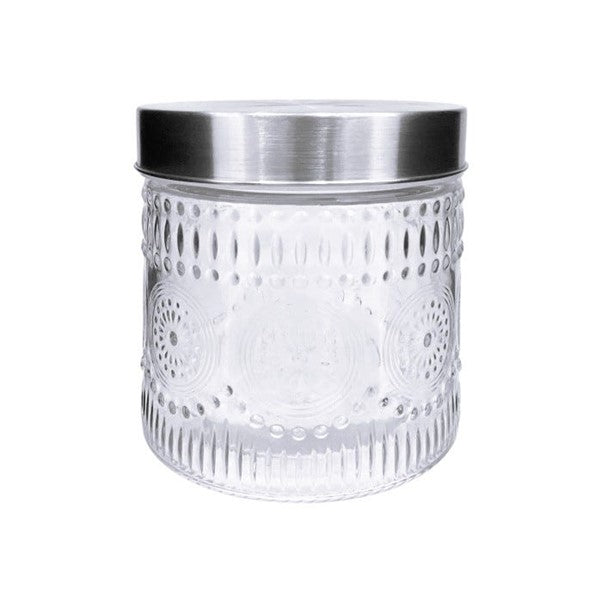 Glass Canister Vintage Embossed 700ml