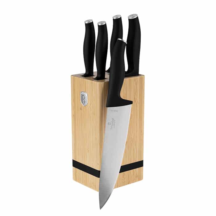 Knife 6pc Bmb Stnd Blk Mt