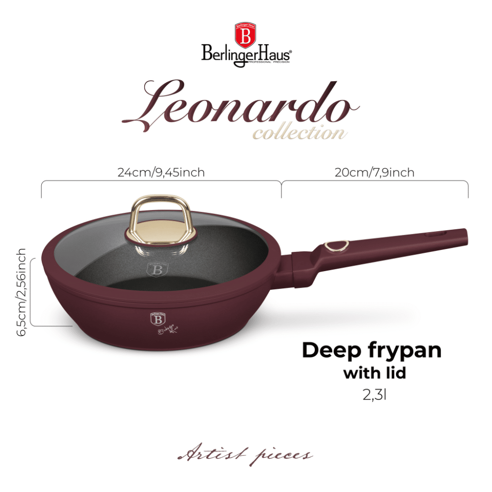 BH Frypan Dp w/Lid 24cm Leonardo